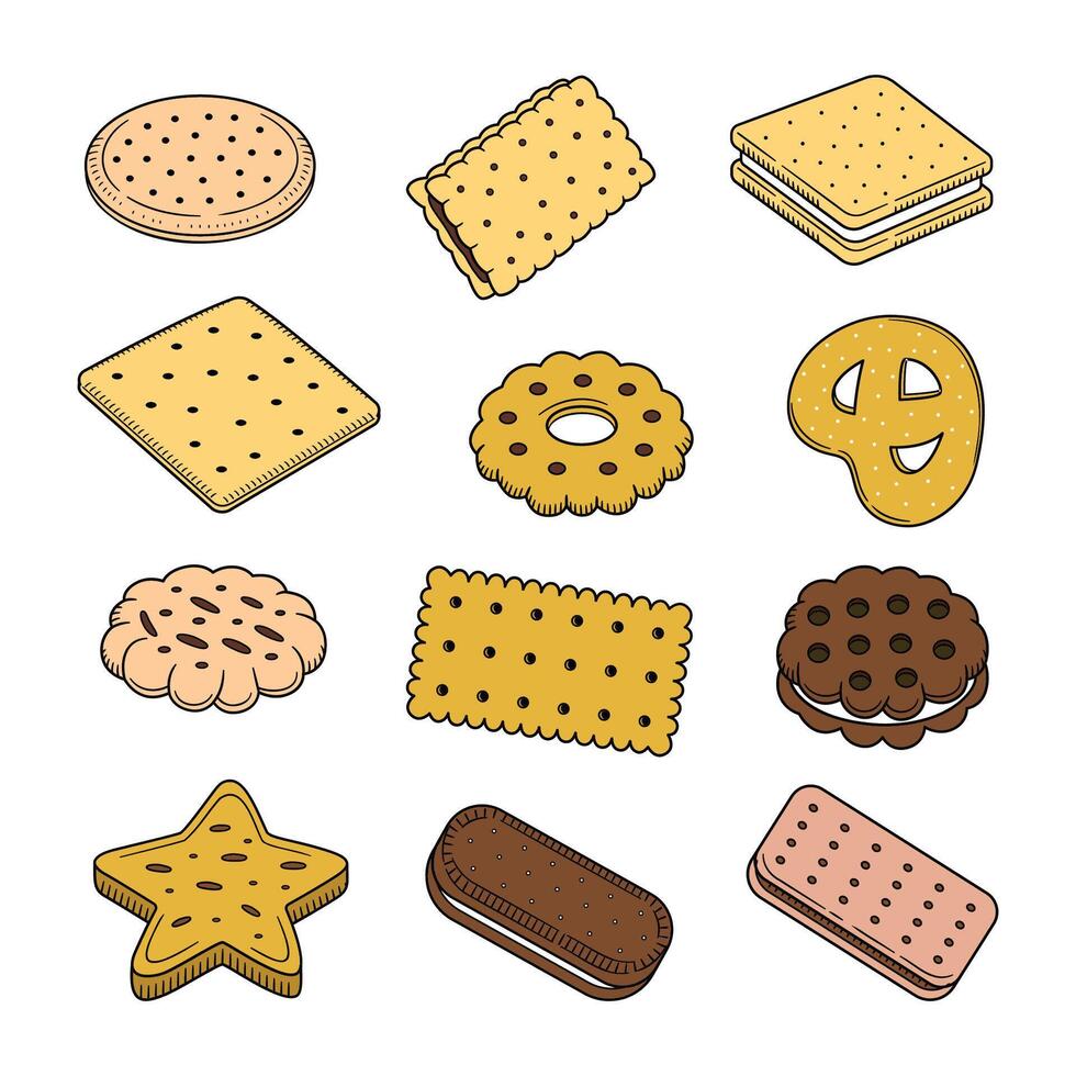 Biscuits doodle hand drawn isolated on white background vector