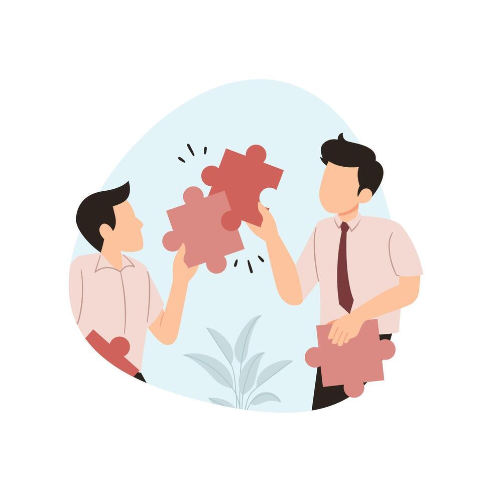 Team building, cooperation, collaboration and business partnership concept vector