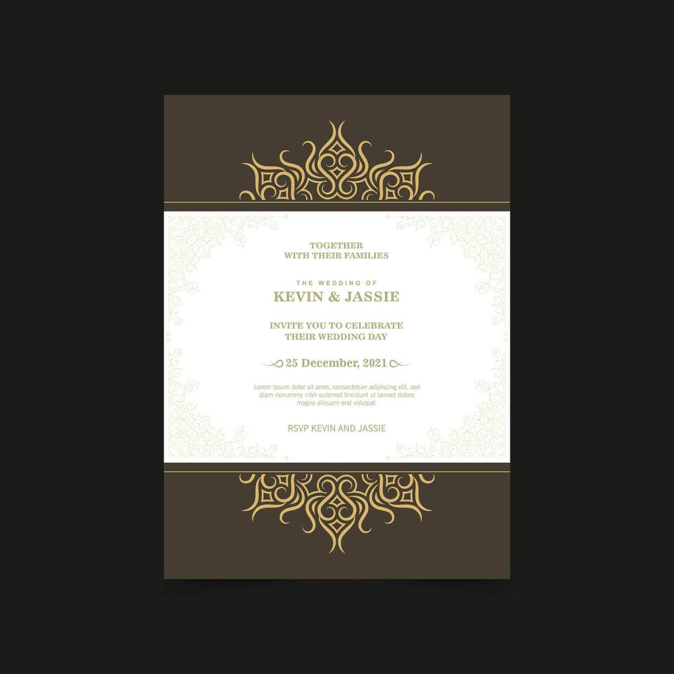 Art wedding invitation with pattern motif vector