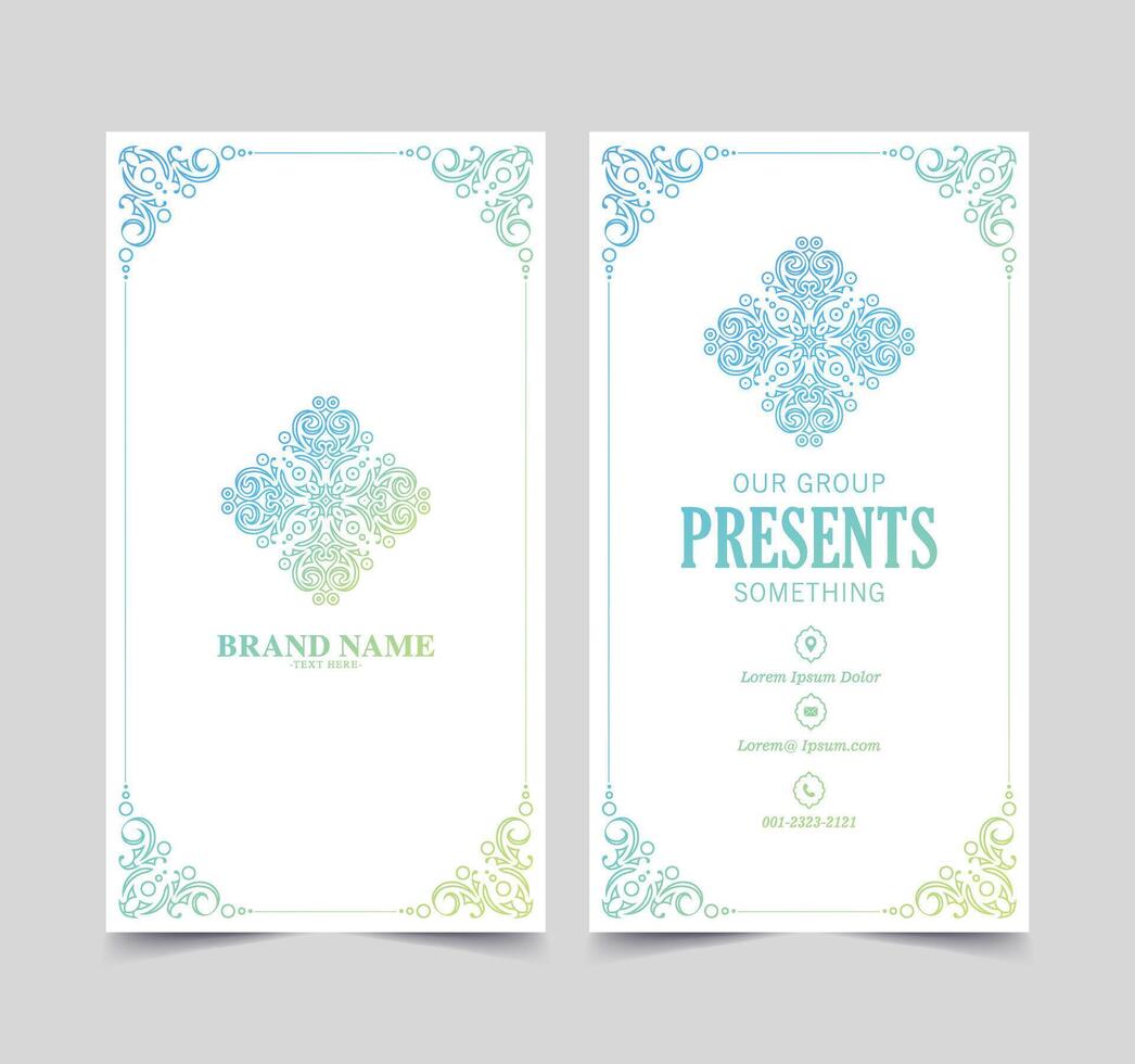 Gradient ornament pattern business card design vector