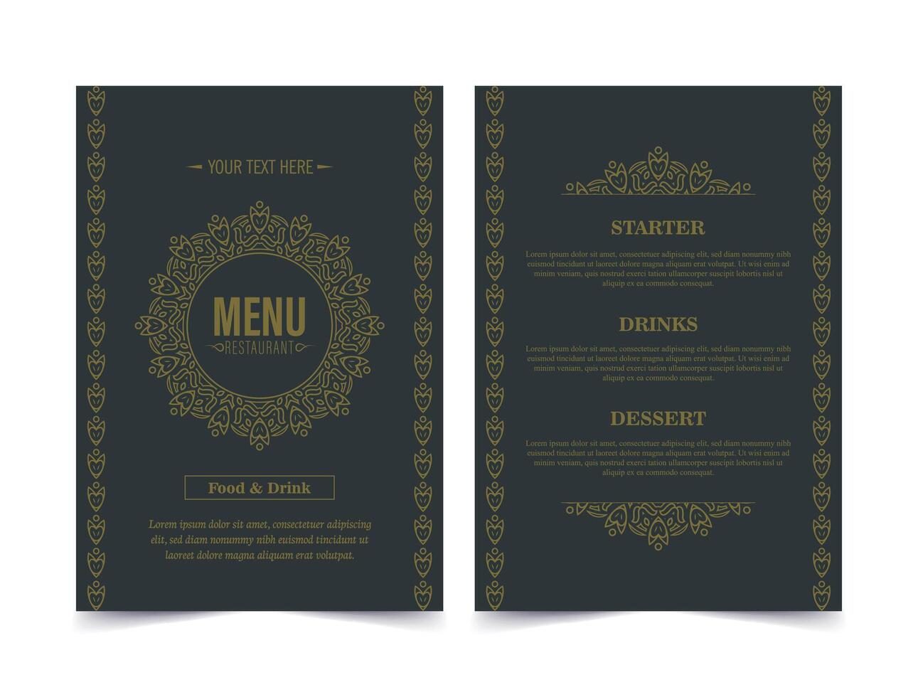 Vintage Menu Layout with Ornamental Elements. vector