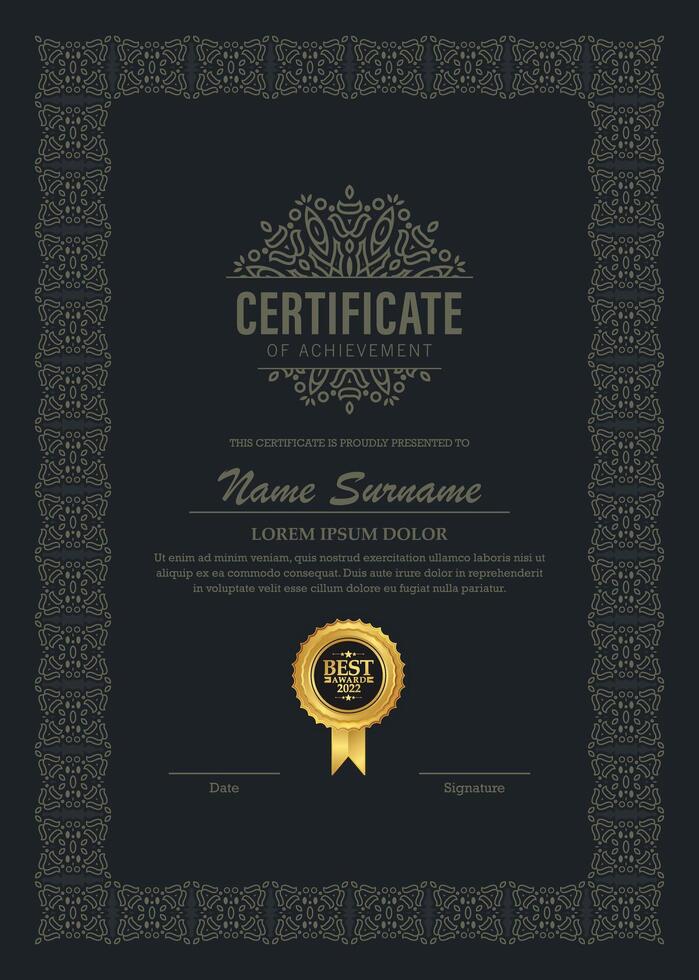 Classic certificate of achievement award template vector