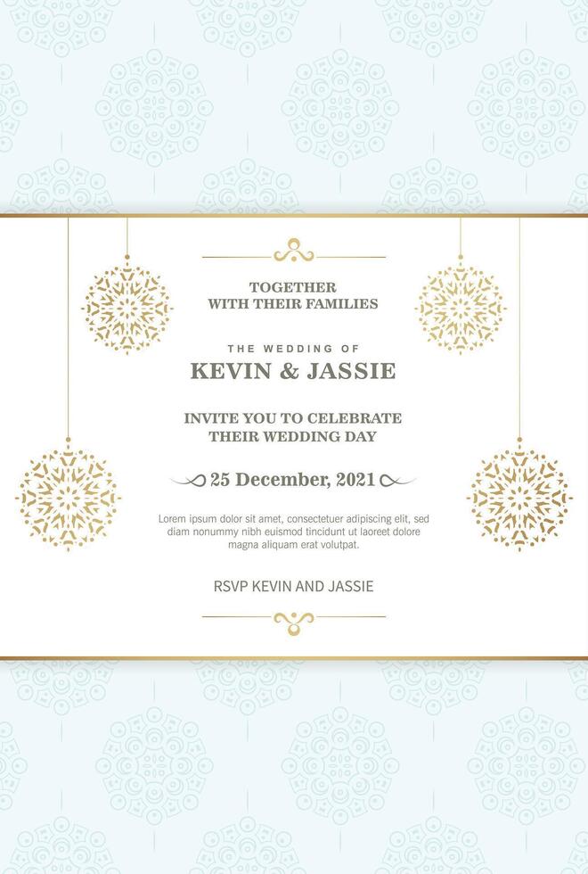 Elegant mandala wedding invitation card template design vector