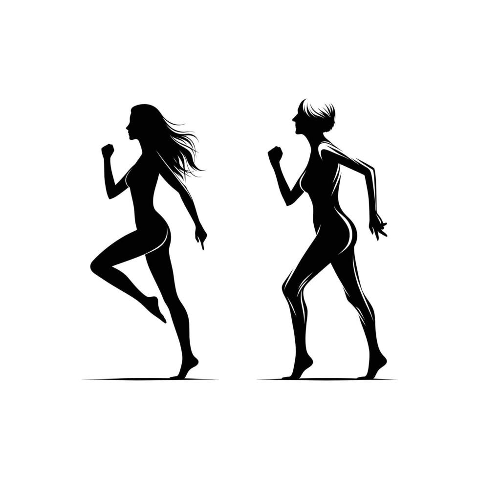 Illustration Showing the Difference Between Youth and Old Age with Young and Older Women Silhouettes vector