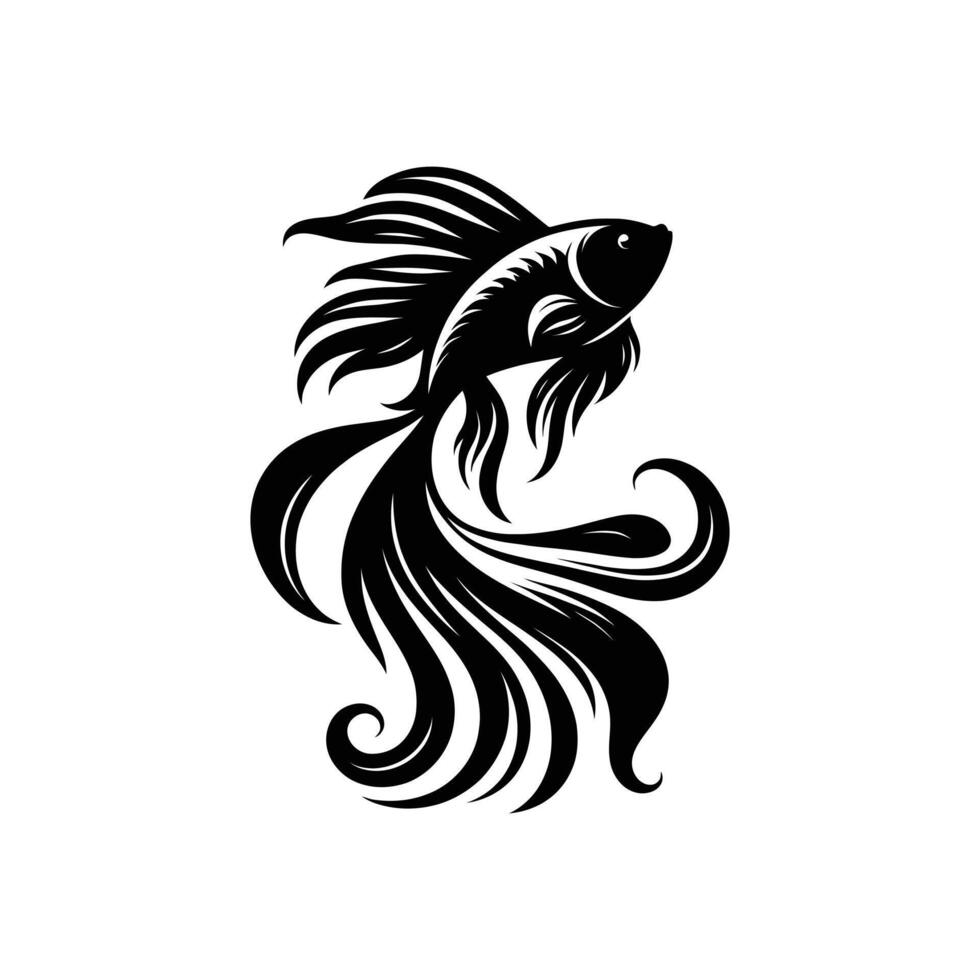 Artistic Betta Fish Silhouette Illustration Perfect for Prints and Tattoos vector
