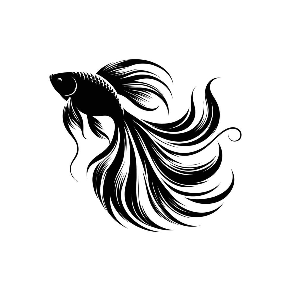 Graceful Betta Fish Silhouette Illustration Ideal for Logos and Art Prints vector