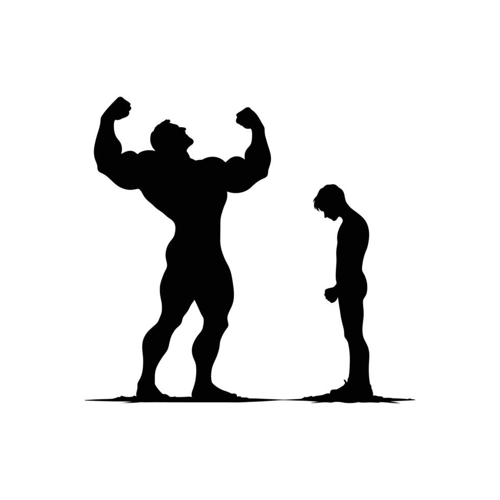 Body Comparison Silhouette with Muscular and Slim Figures Ideal for Workout Motivation and Fitness Content vector