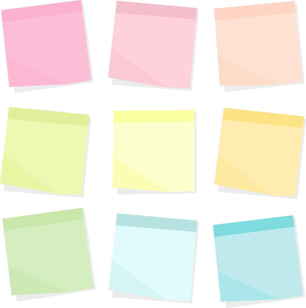 Set of Colored Post it Note Paper Sheet Illustration vector