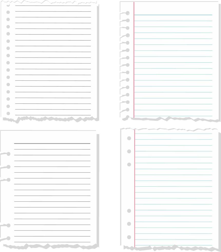 Torn White Loose Leaf Notebook Paper Illustration vector