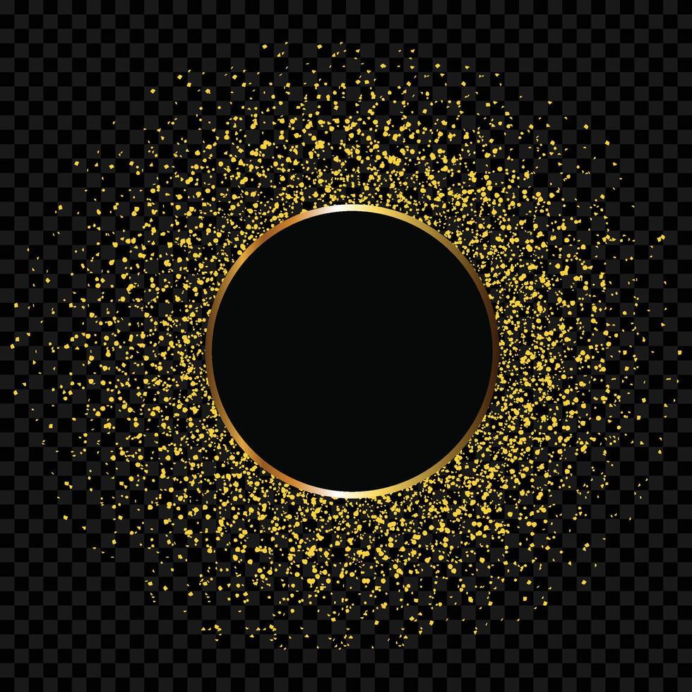 Golden sparkling round frame background vector