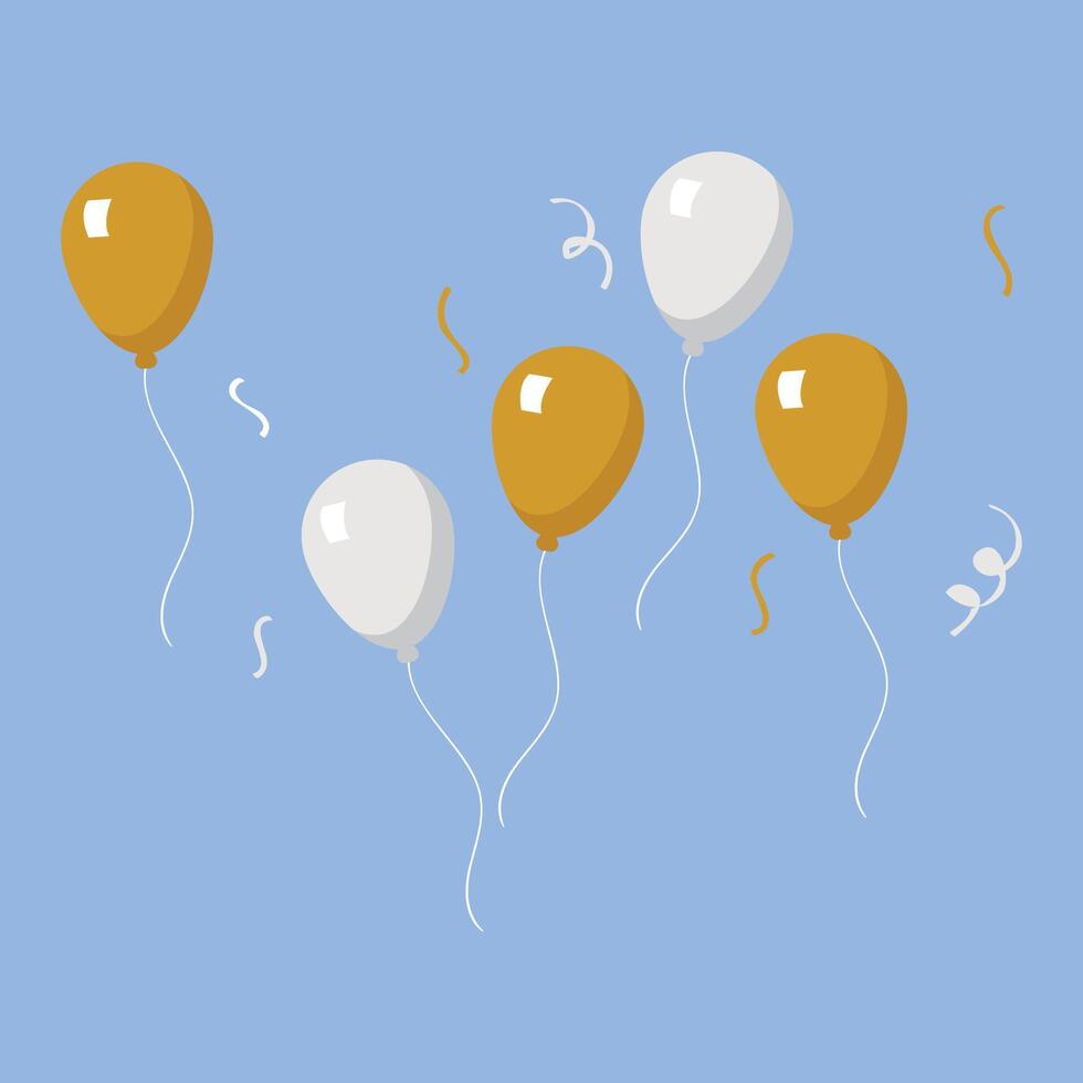 Cute Birthday Balloon Party Cartoon on blue background vector