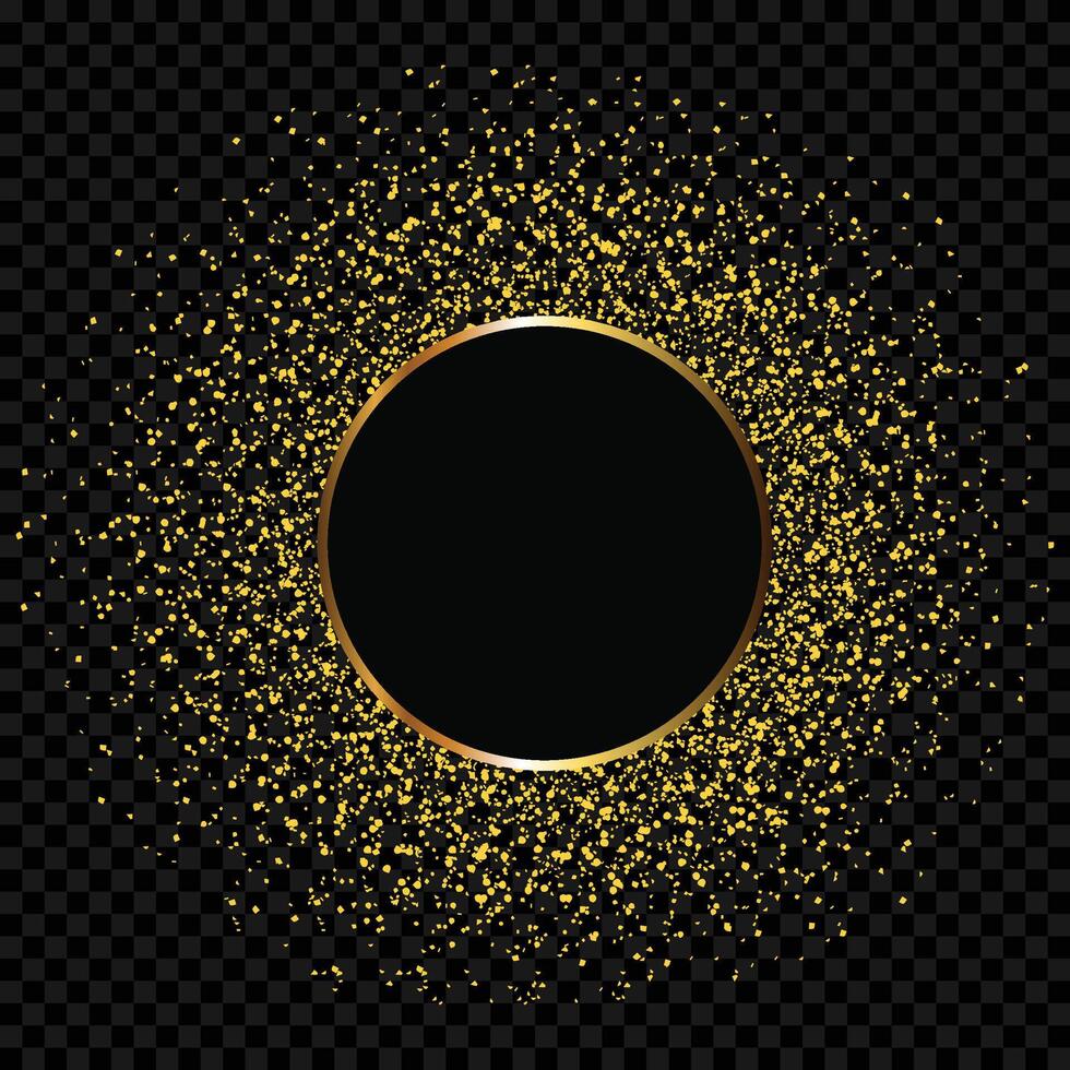 Golden sparkling round frame background vector