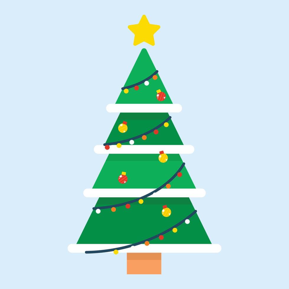 Hand drawn flat christmas tree illustration vector