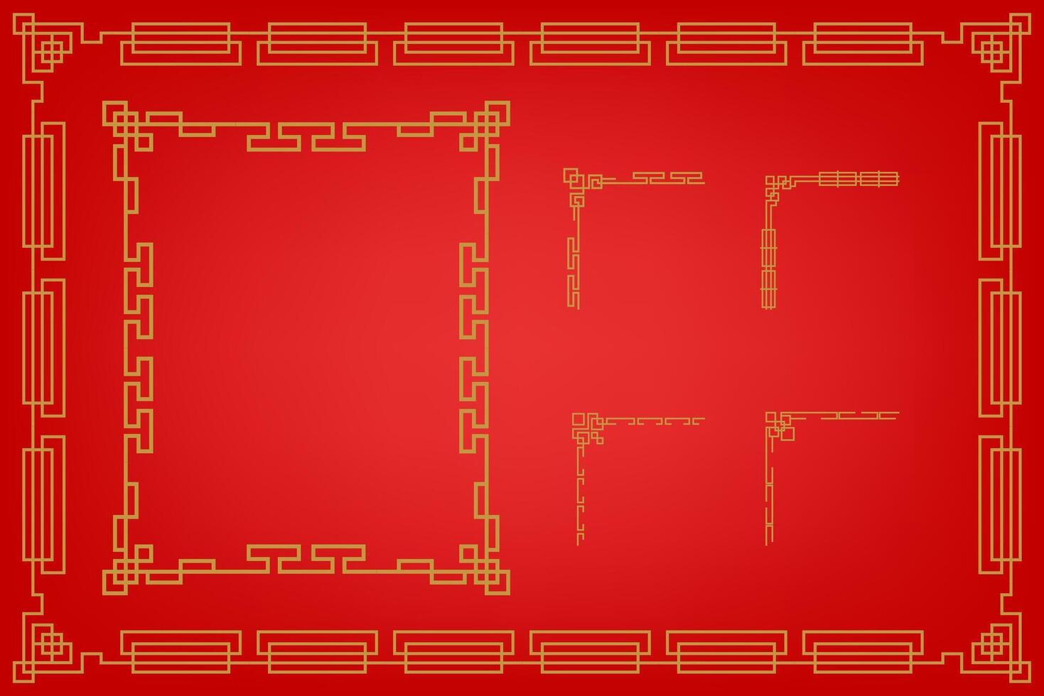 Chinese Oriental Border Frame Ornament For Lunar Festival Decoration vector