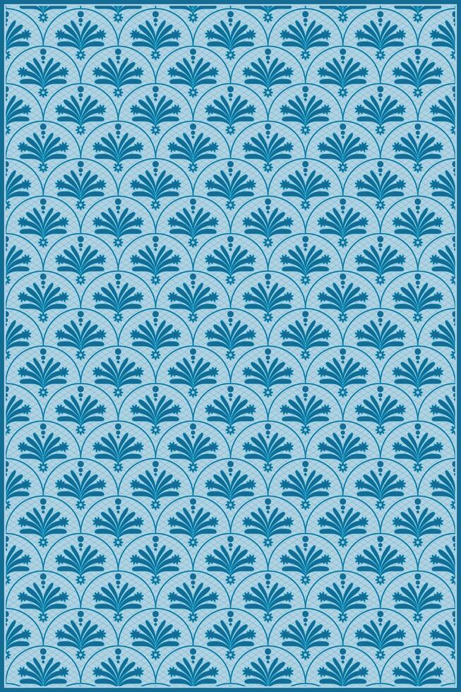 unique art deco pattern with beautiful blue background and vintage style wallpaper vector