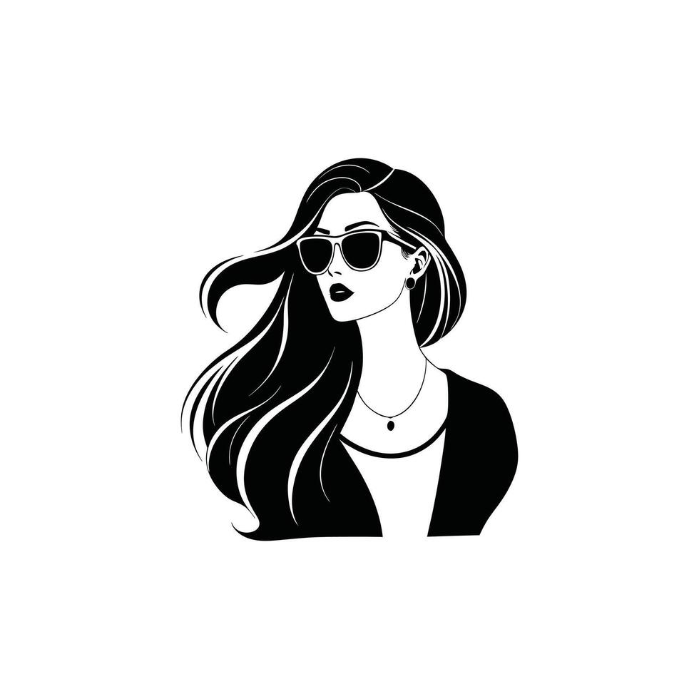 Minimalist Woman Portrait Illustration in Monochrome vector