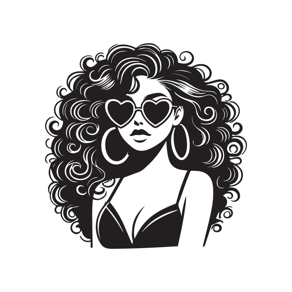 Elegant Beautiful Woman Face in Simple Lines vector