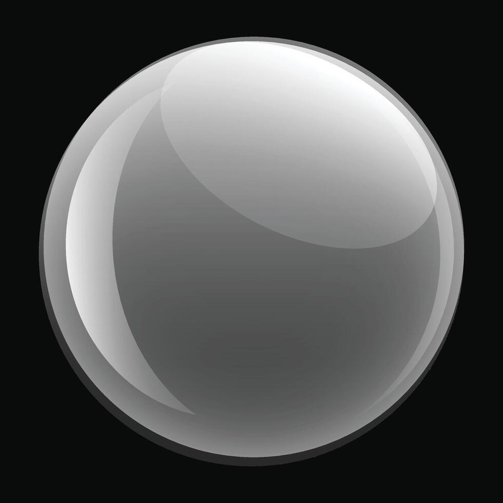 White transparent glass sphere glass or ball, shiny bubble glossy vector