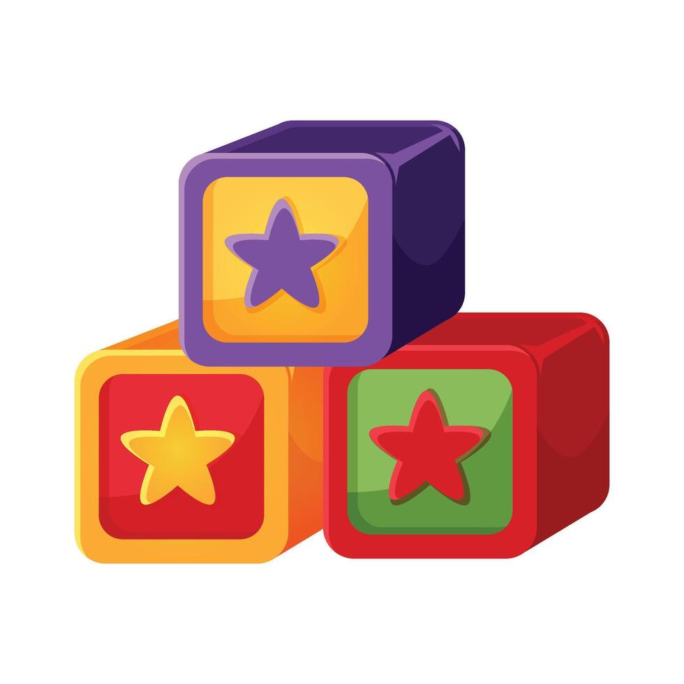 Colorful 3d geometric blocks isolated vector