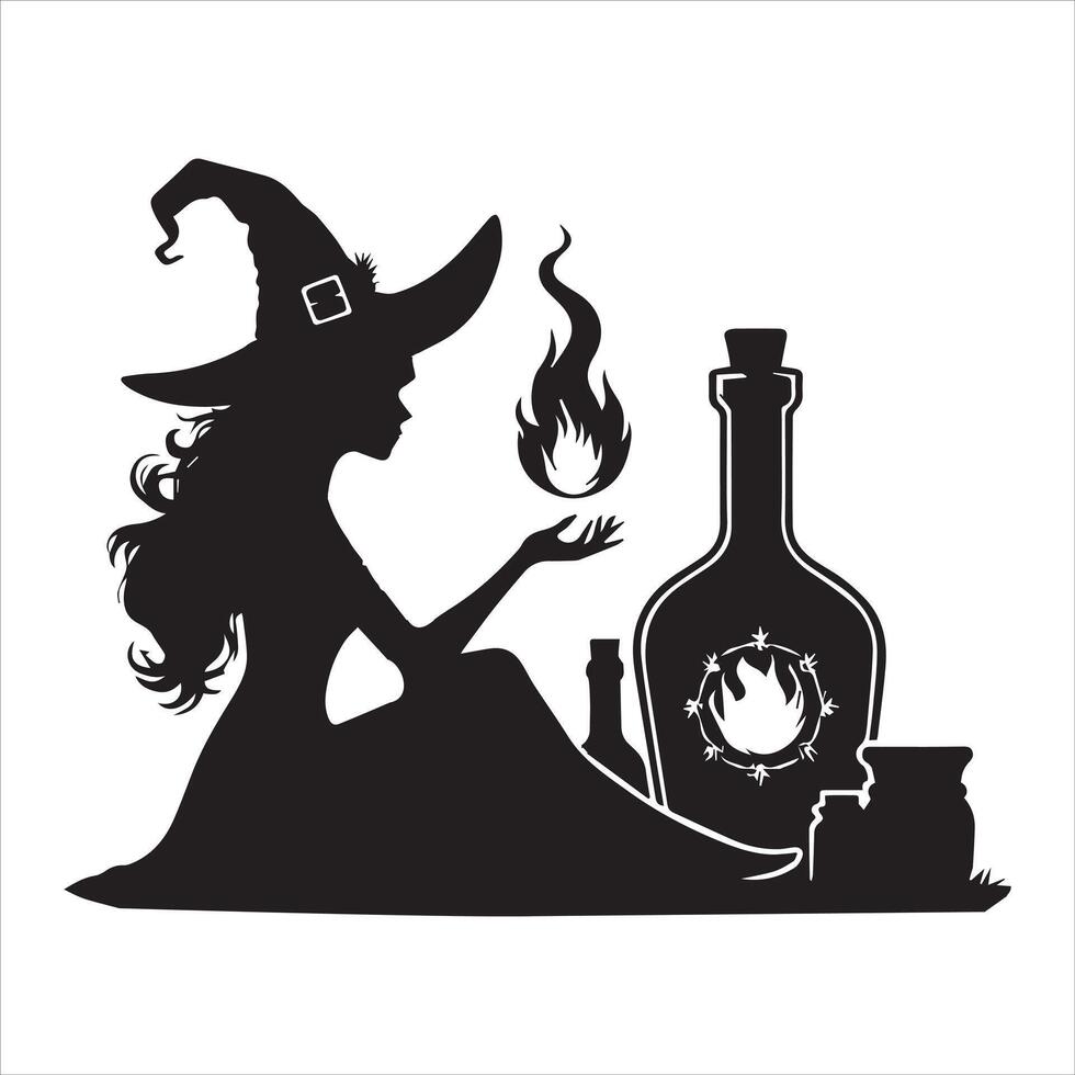 Witchcraft Potion Silhouette Illustration vector
