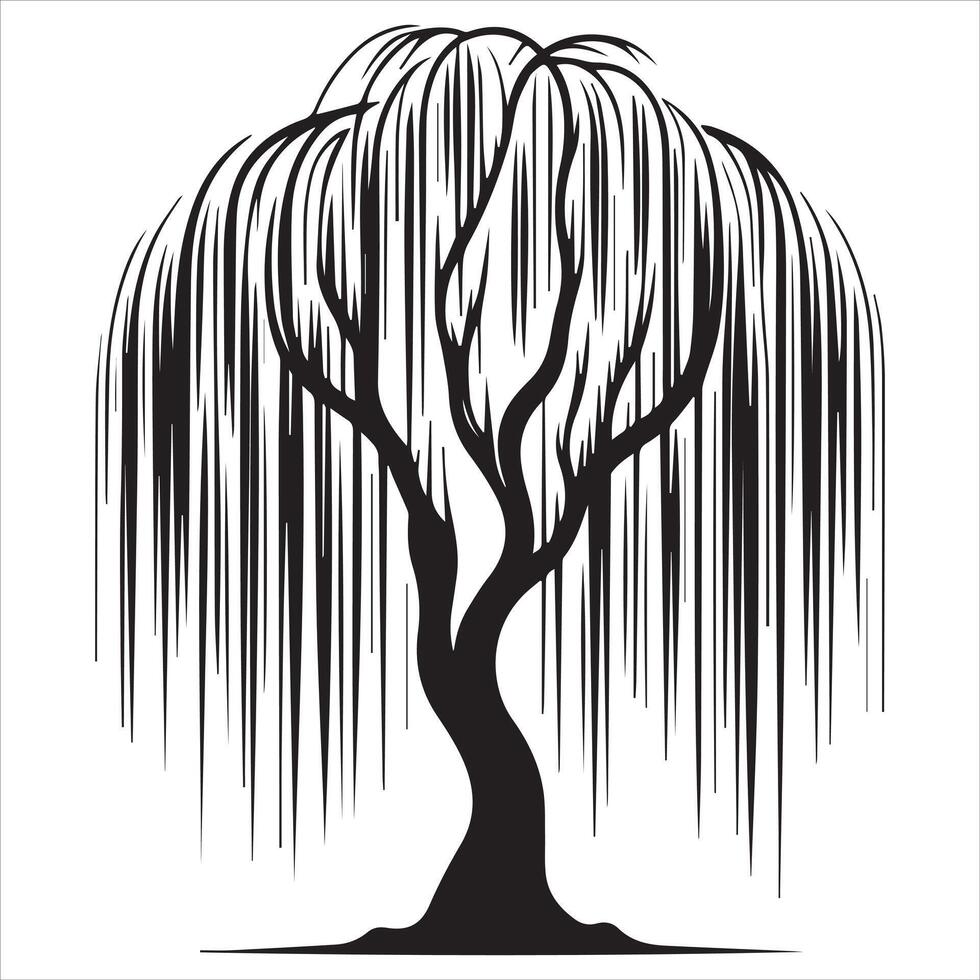 Willow Tree of Life Logo Silhouette Design vector