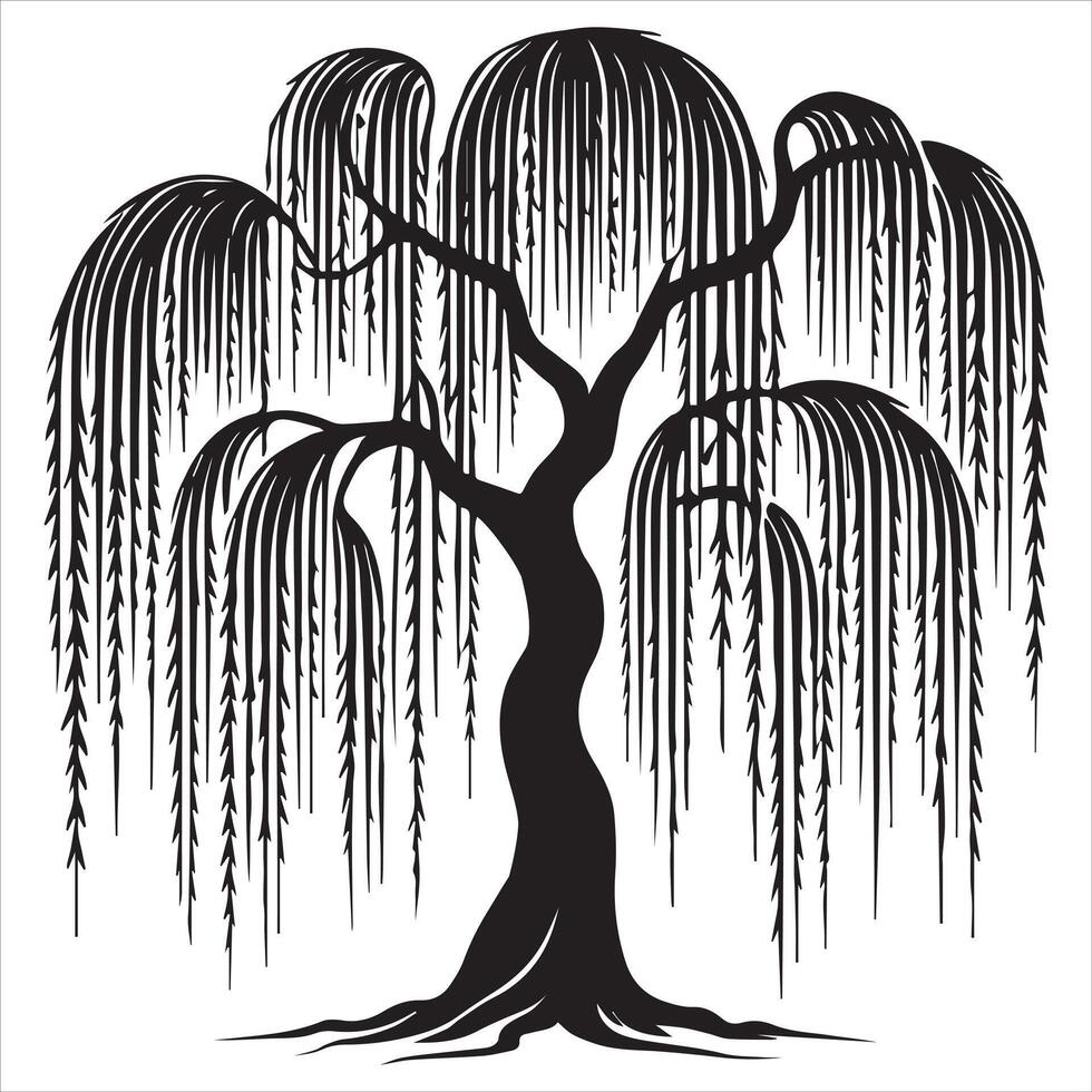 Elegant Willow Tree Life Logo Clipart vector