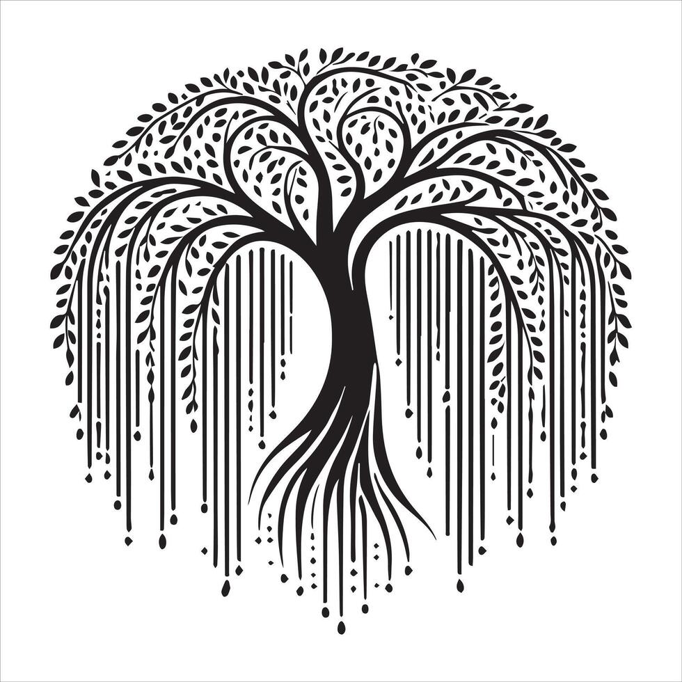 Willow Tree Silhouette Clipart Life Symbol Design vector