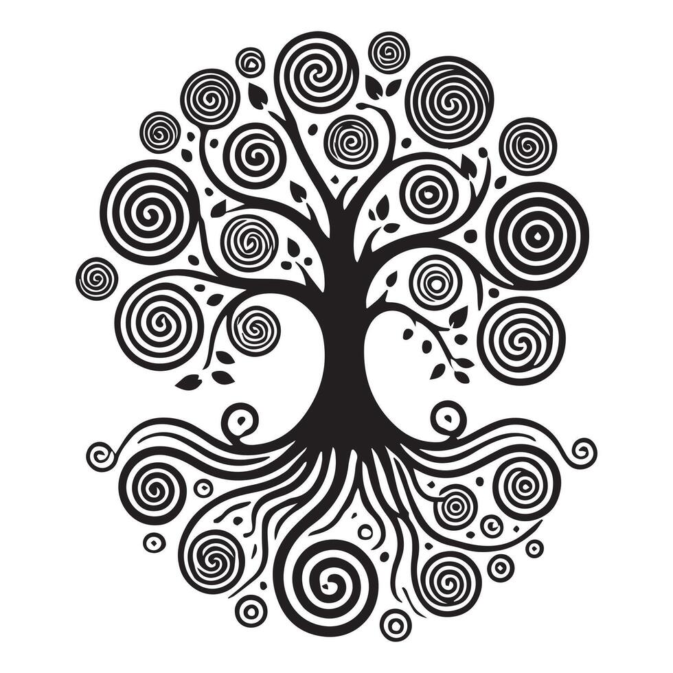 Rooted Celtic Tree Silhouette Design vector
