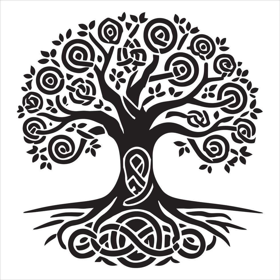 Celtic Tree of Life Illustration Silhouette Clipart Design vector