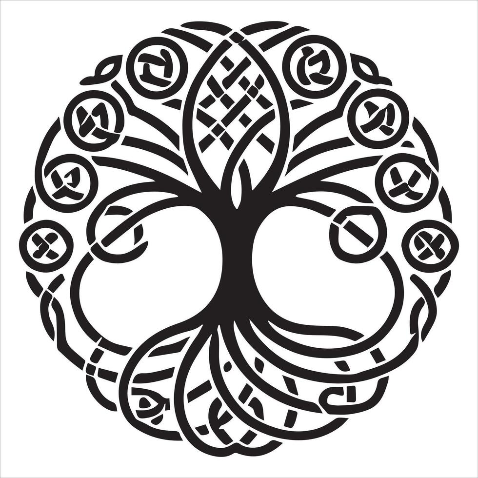 Decorative Celtic Tree of Life Silhouette vector