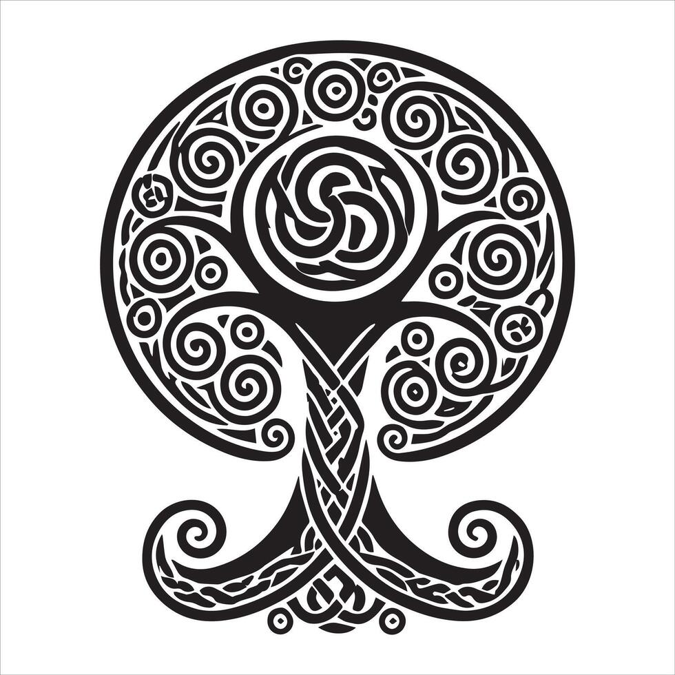Ancient Celtic Tree of Life Silhouette vector