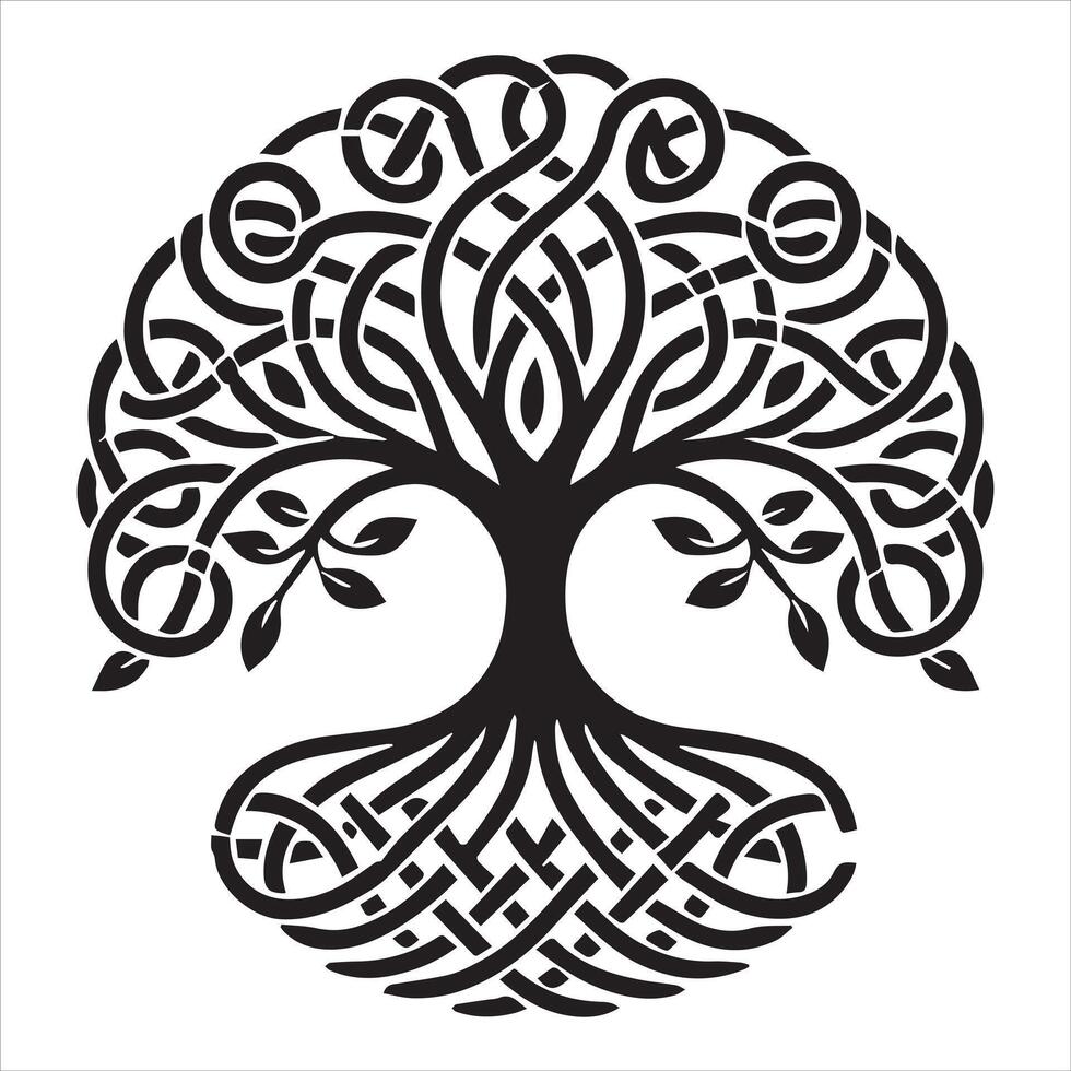 Celtic Roots Tree of Life Silhouette Design vector