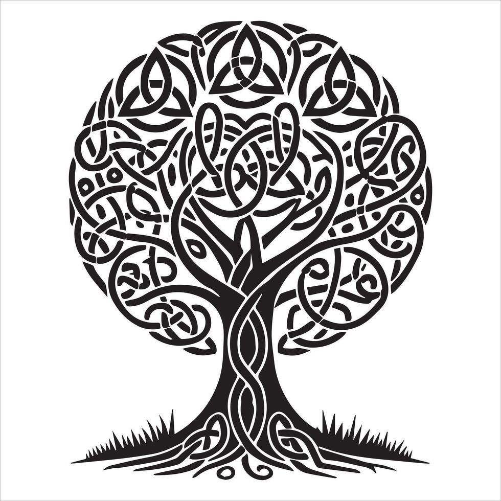 Intricate Celtic Tree of Life Art Illustration vector