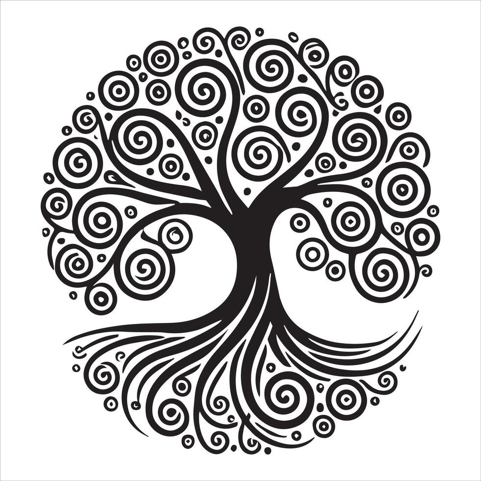 Celestial Celtic Tree of Life Silhouette Design vector