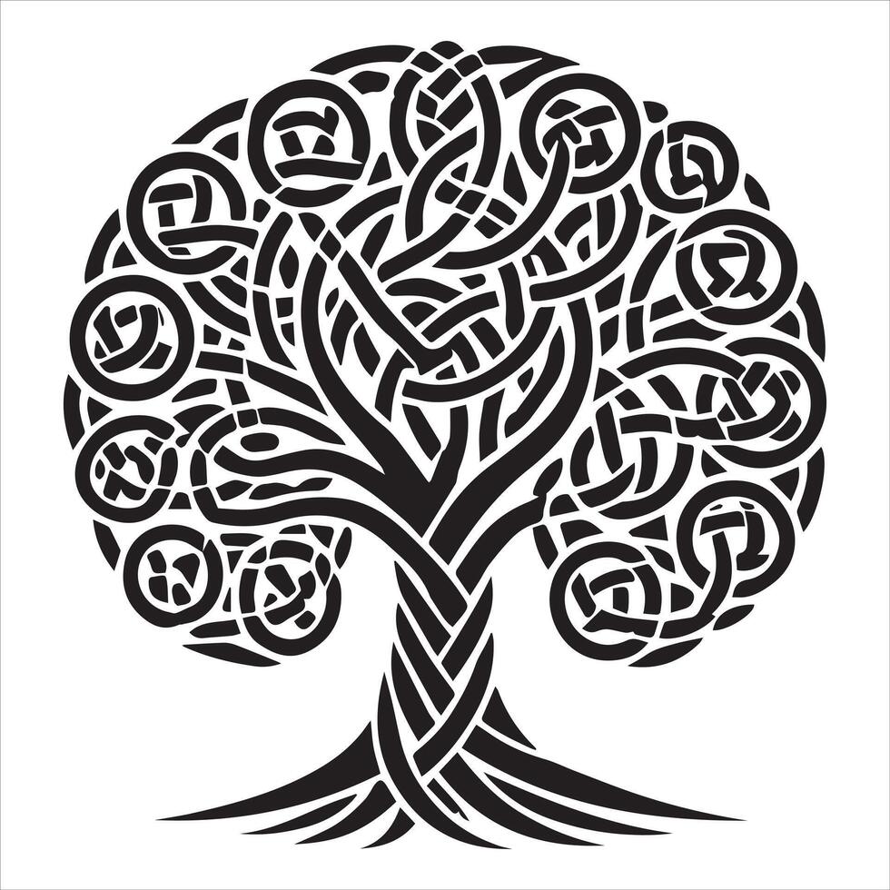 Celtic Knot Tree of Life Silhouette Design vector