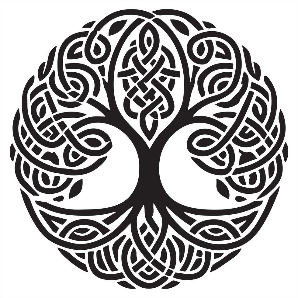 Celtic Tree of Life with Spiral Roots Clipart vector