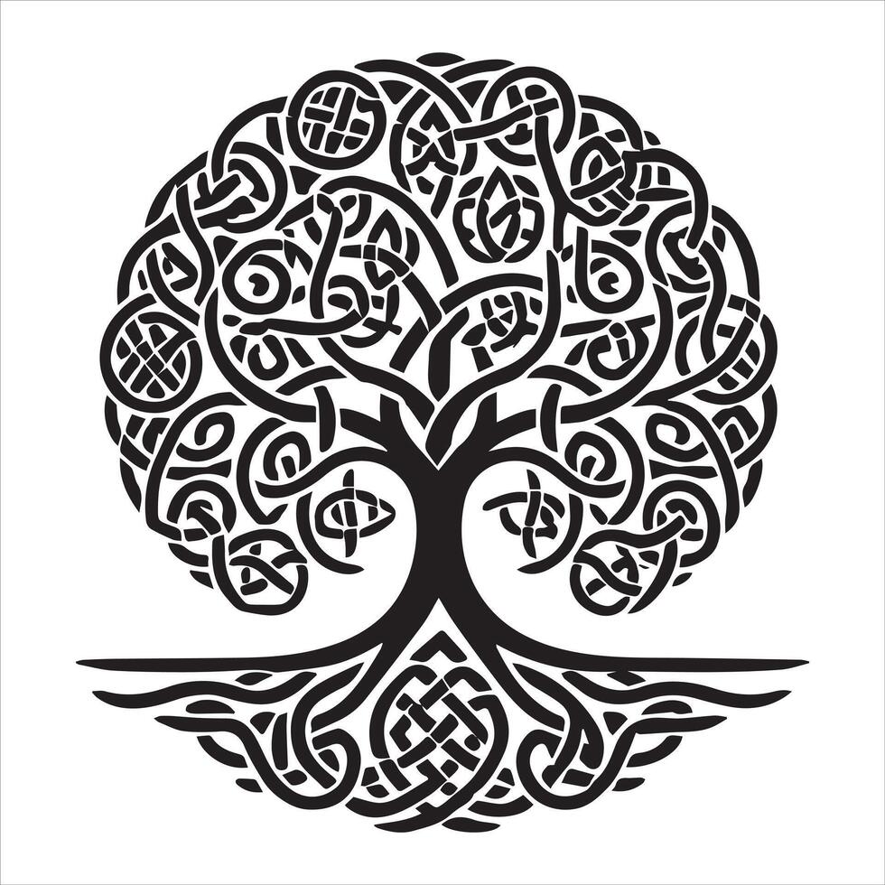 Celtic Spiral Tree of Life Illustration Design vector