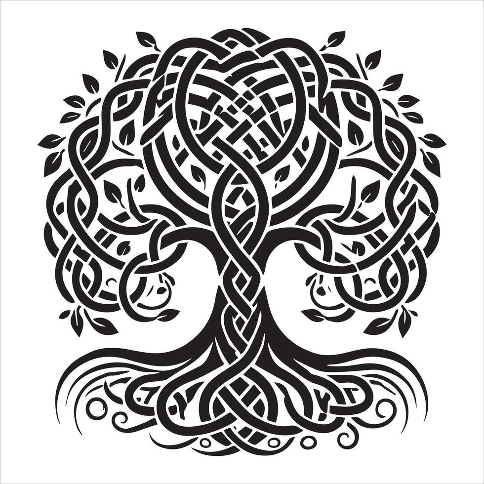 Celtic Tree of Life with Interwoven Branches vector