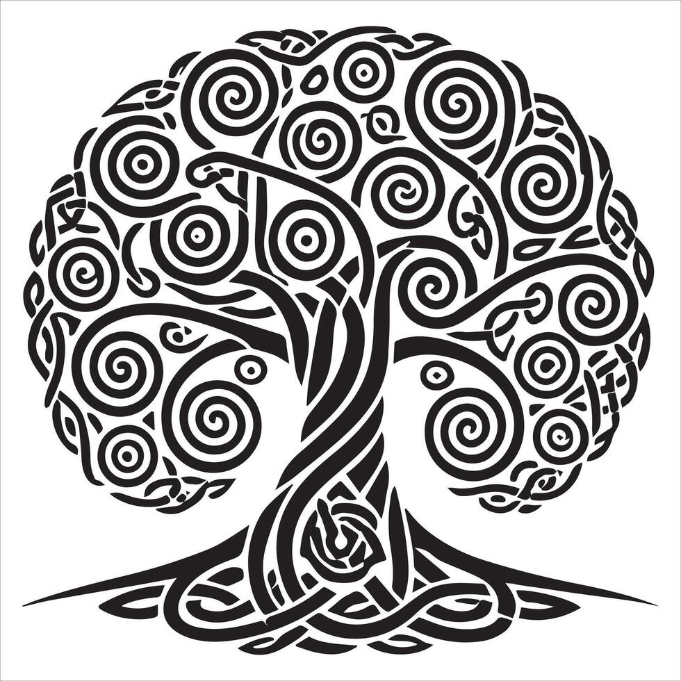 Celtic Tree of Life with Sun and Moon Clipart vector