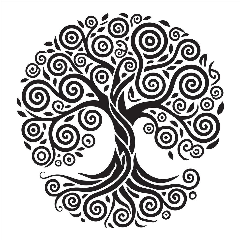 Circle of Eternity Celtic Tree of Life Silhouette vector