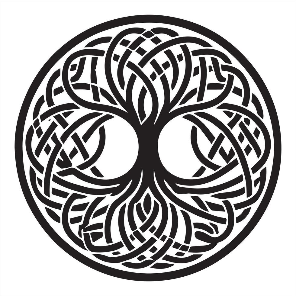 Celtic Tree of Life Silhouette Artistic Clipart for Digital Projects vector