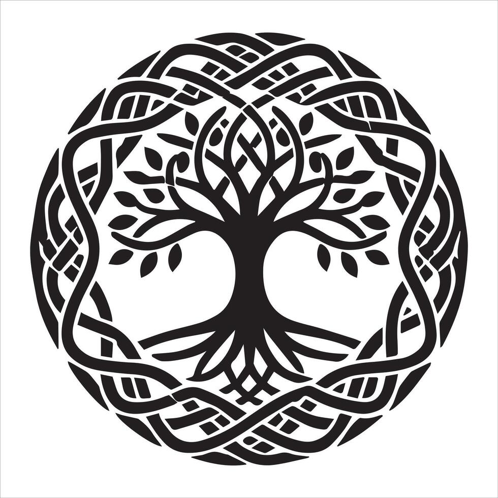 Timeless Celtic Tree of Life Silhouette Design vector