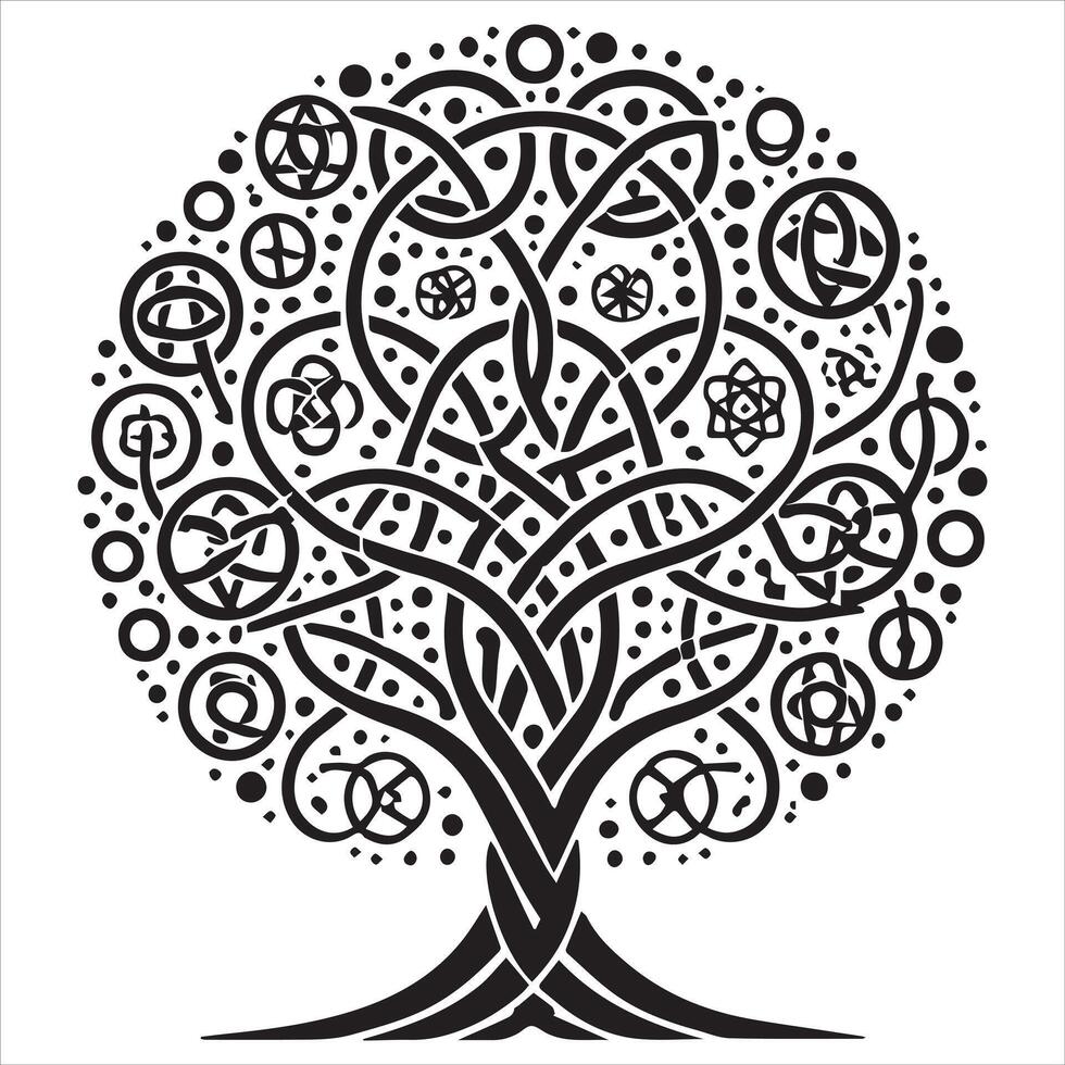 Celtic Tree of Life with Spirals and Knots vector