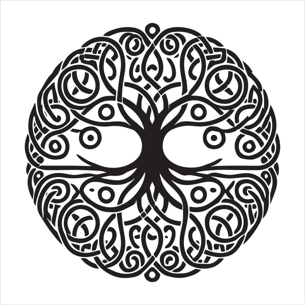 Bold Celtic Tree of Life Silhouette Design vector