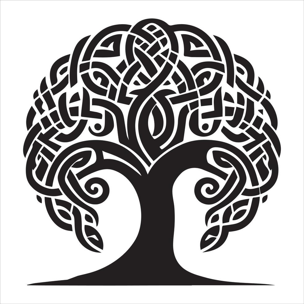 Elegant Celtic Tree of Life with Circular Frame vector