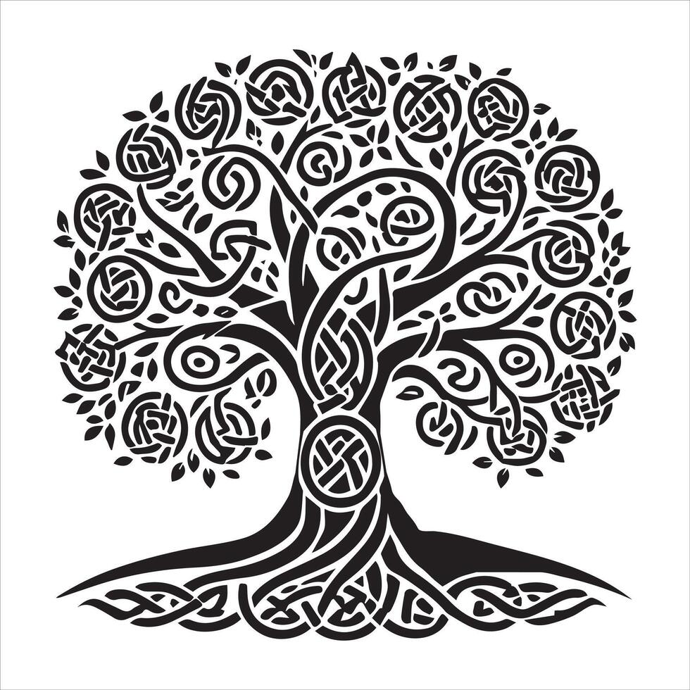 Celtic Tree of Life Clipart Beautiful Silhouette Artwork vector