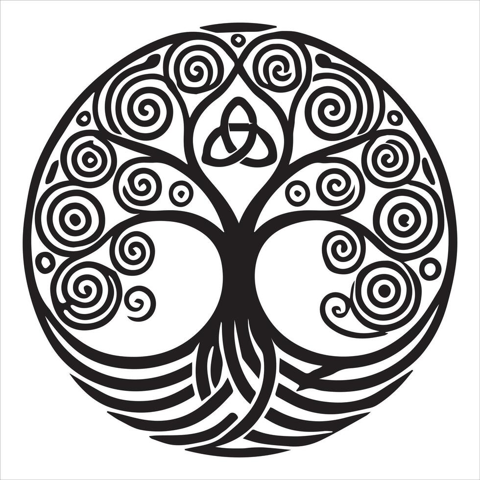 Celtic Tree of Life with Intertwined Roots and Branches vector