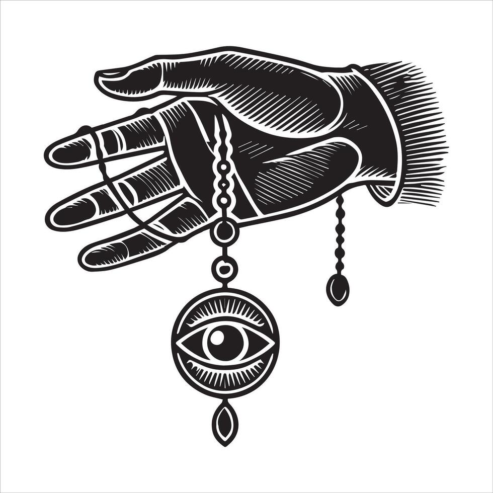 Witch Hand with Cauldron Silhouette Design vector
