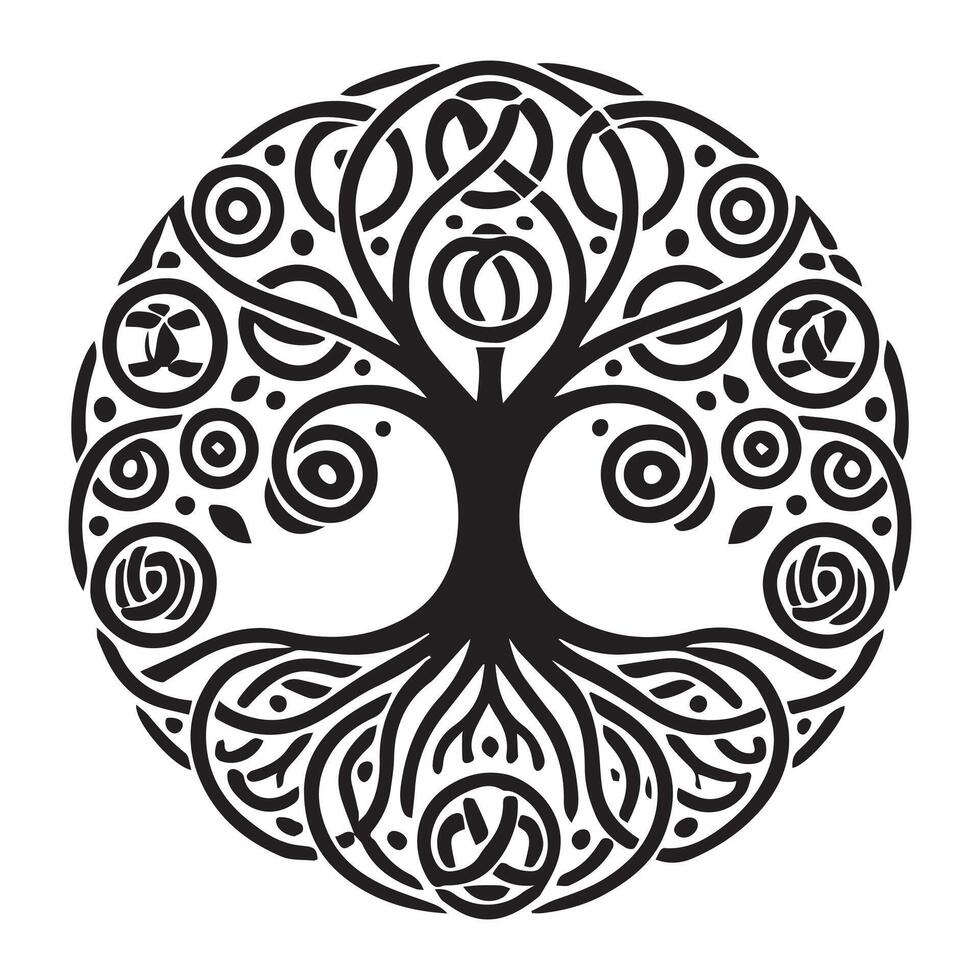 Intricate Celtic Tree of Life Art Illustration vector