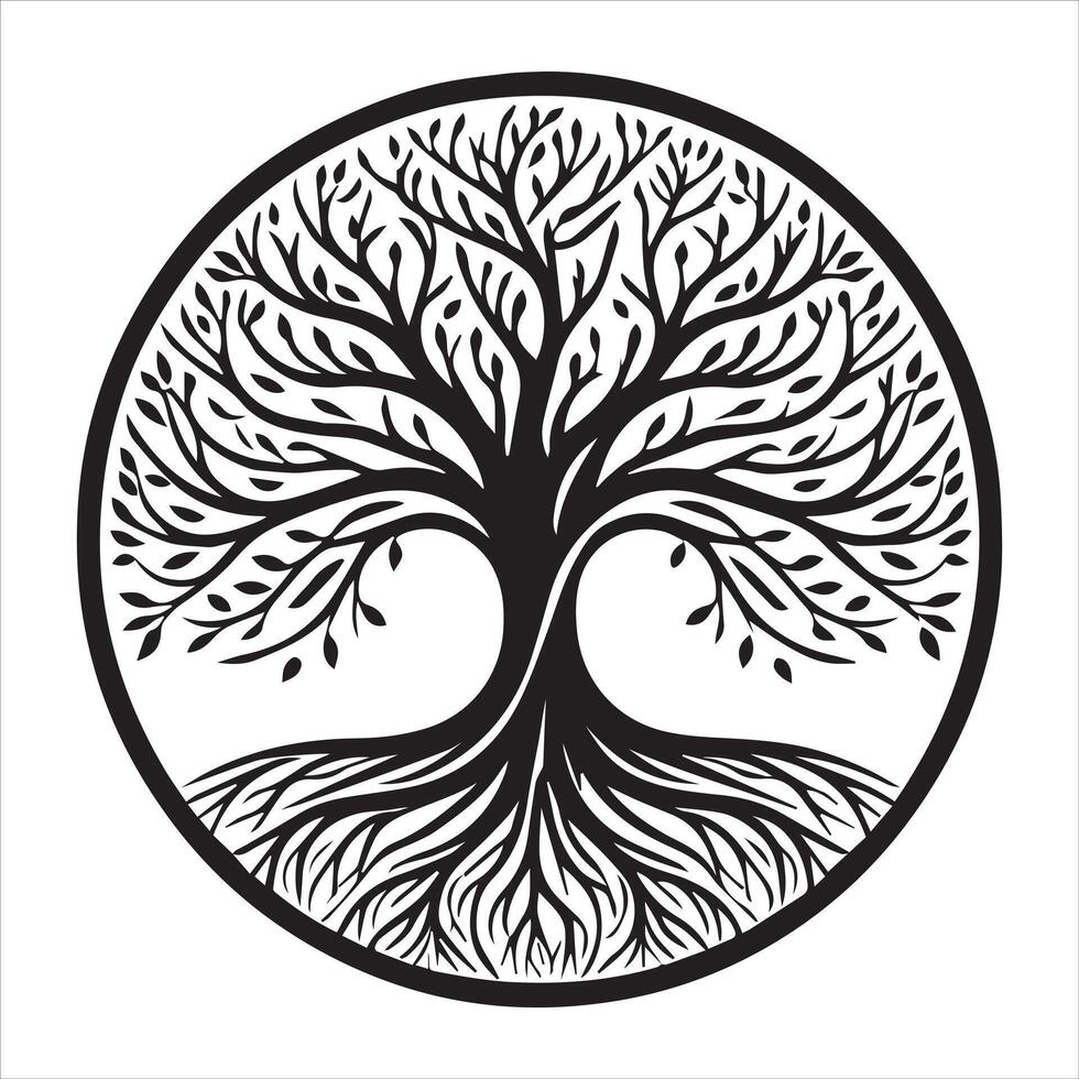 Spiraling Celtic Tree of Life Logo Artwork vector